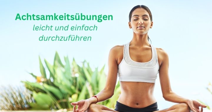 eine Frau, die in einer Yoga-Pose sitzt und Achtsamkeitsübungen macht in ruhiger Umgebung